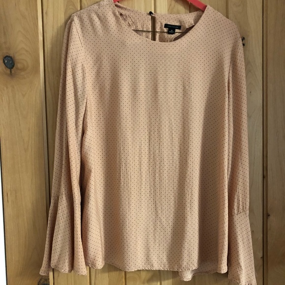 Salmon blush and navy polka dot blouse - Picture 8 of 8